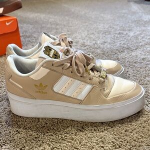 Adidas Women's Beige and White Sneakers